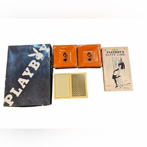 🖤VINTAGE COLLECTOR PLAYBOY 60s/70s Bar Set, Playing Cards, Club Ashtrays & Book